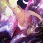 Danseuse violette. Peinture à l'huile sur toile à la Réunion du 17/03/2020